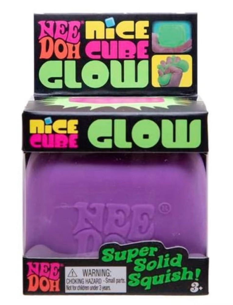 Schylling NeeDoh Nice Cube Glows Squeeze PURPLE Super Solid Squish SHIPS FAST!!!