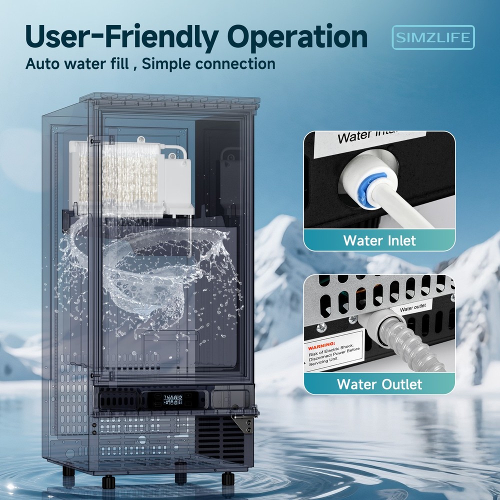 15" W Commerical Ice Maker Machine, 80 Lb/Day Auto-Cleaning & 24H Timer