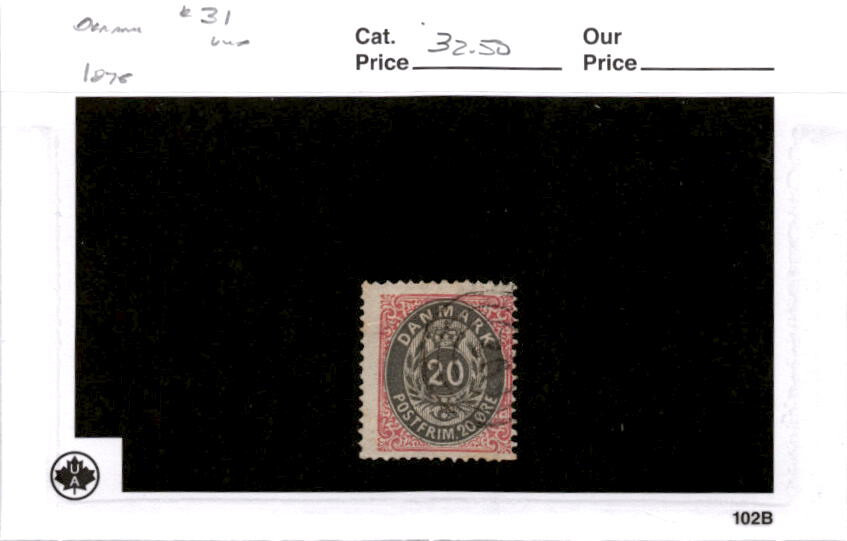 Denmark, Postage Stamp, #31 Used, 1875 (AH)