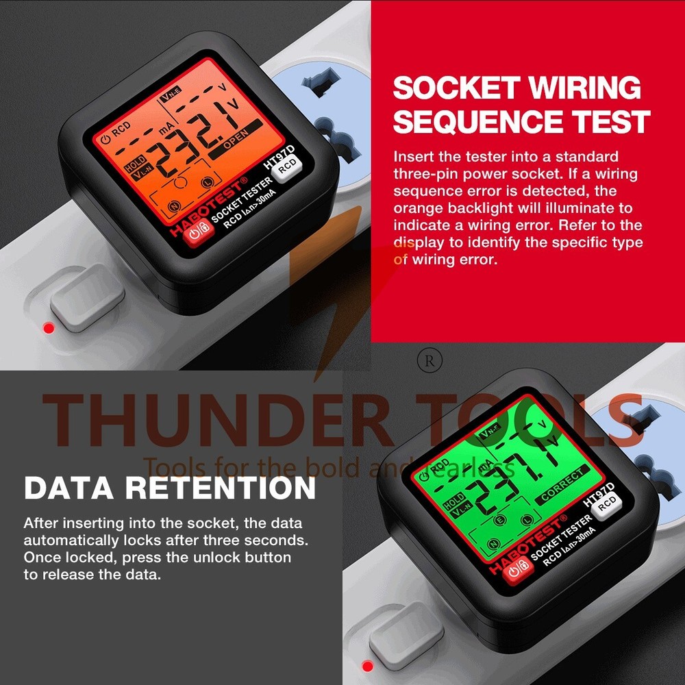 Thunder Tools HABOTEST HT97D Digital Socket Tester Voltage Test
