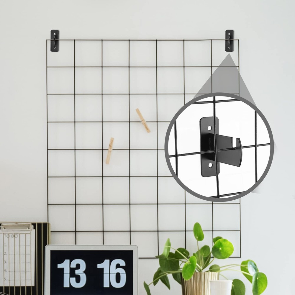 24 PCS Gridwall Mount Brackets Metal Grid Wall Panel Brackets Black Hanger
