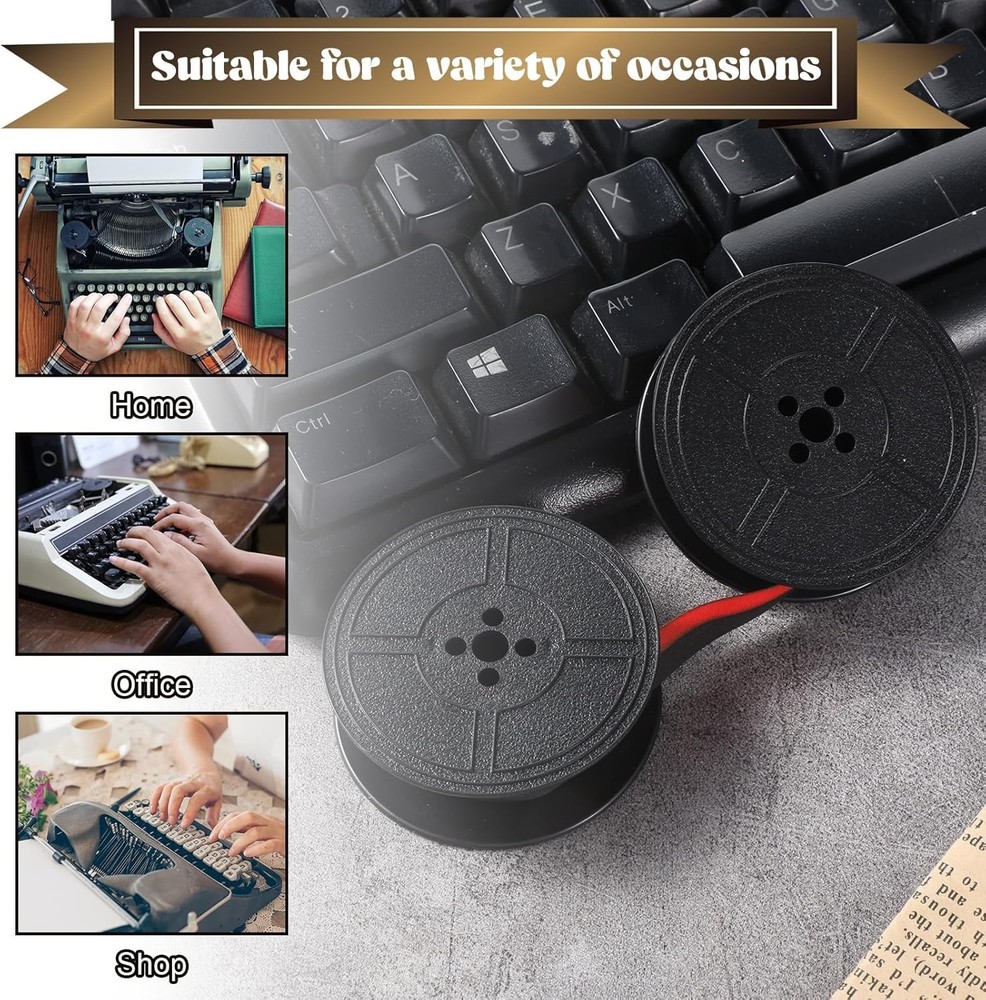 Universal Typewriter Ribbon Twin Spool Replacement Pack - Black Ink (2 Pcs)