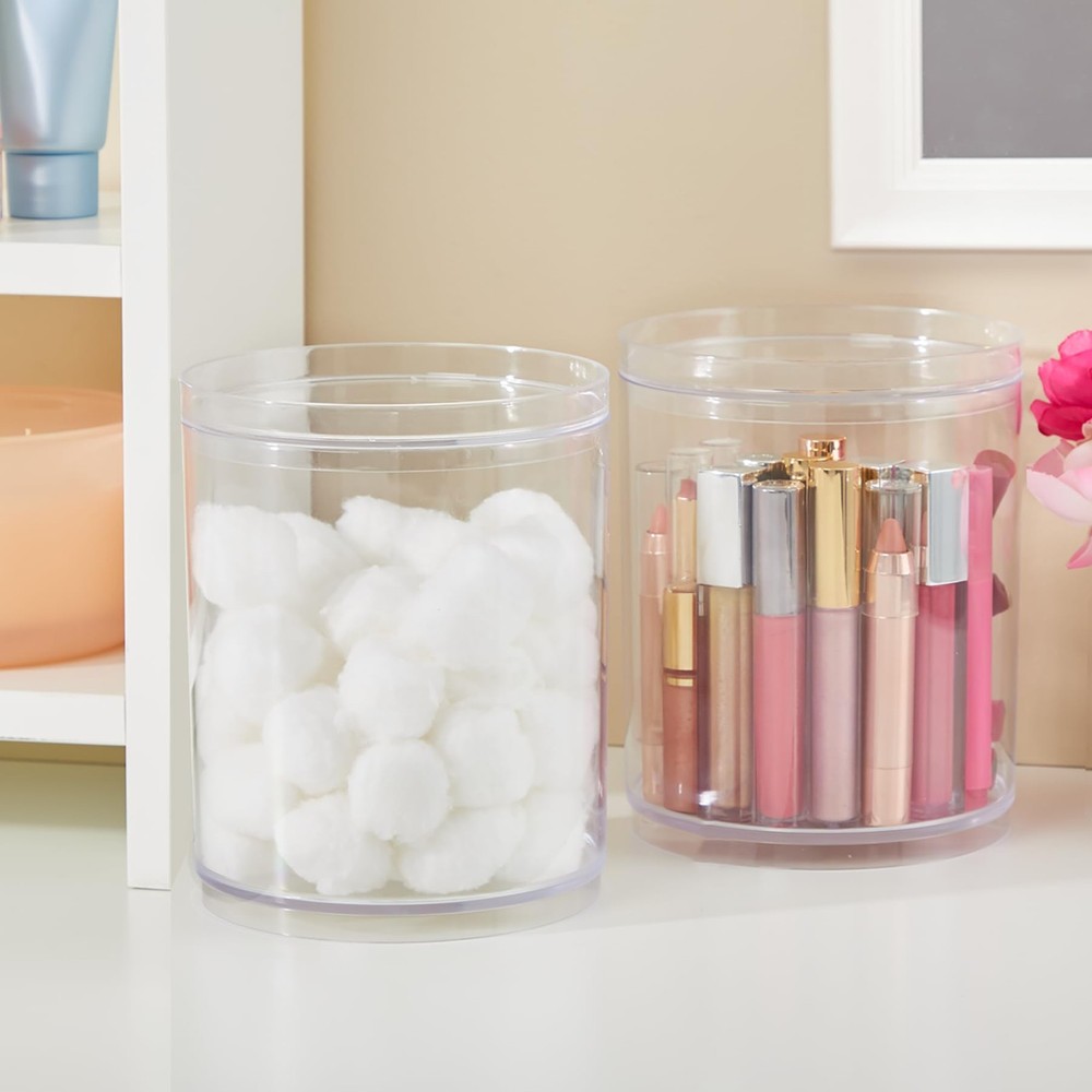 STORi Bella Tall Scrunchie Holder | Stackable Clear Plastic Container Set of ...