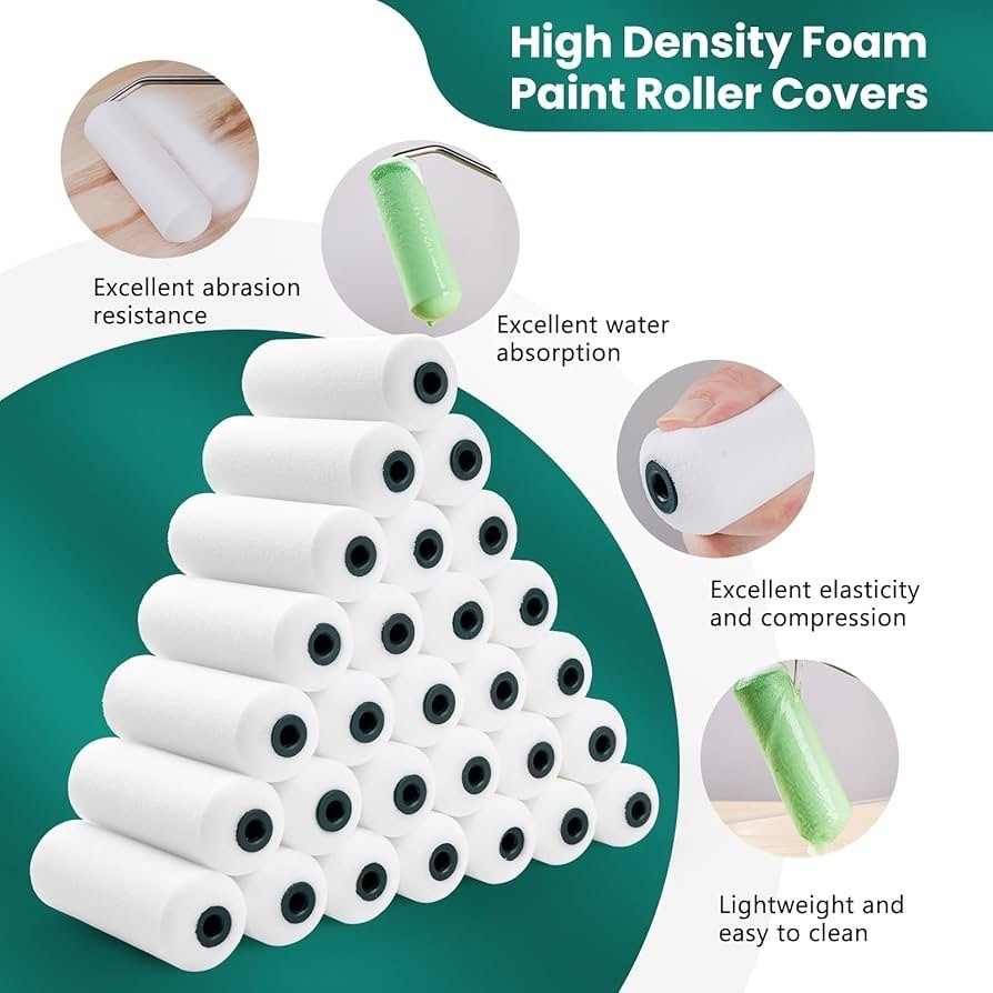 Foam Paint Roller, 28 Pack, 4 Inch Small Paint Roller Kit