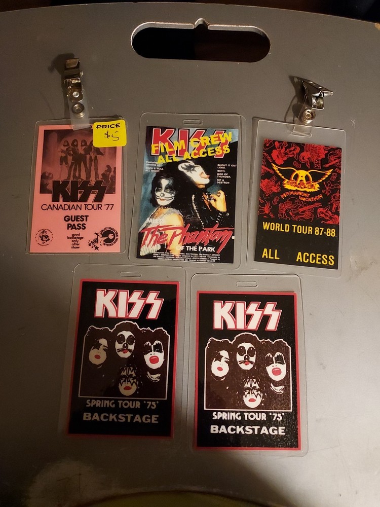 KISS and Aerosmith Replica Backstage Passes 1973-1988 Rock and Roll Music