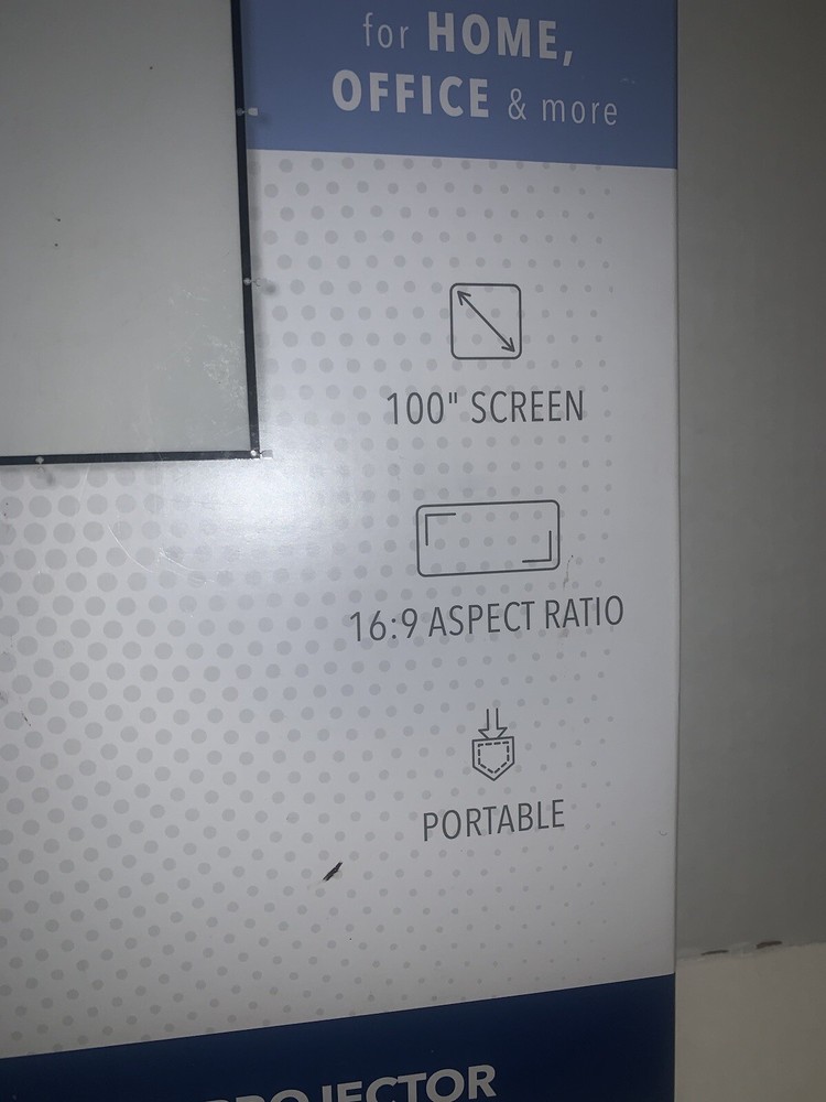 Insignia Portable Folding Projection Screen 100” Screen 16.9 Aspect Ratio