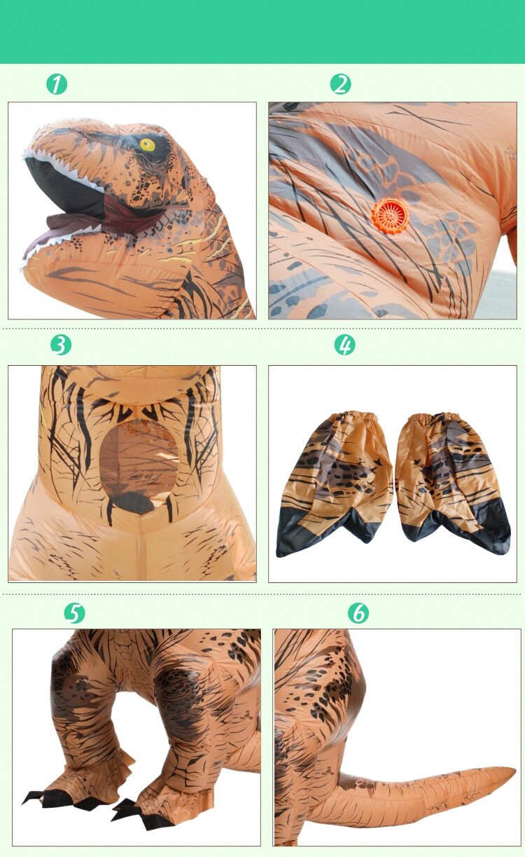 T-REX Dinosaur Inflatable Costume Adult Suit Outfit For Halloween Cosplay Party