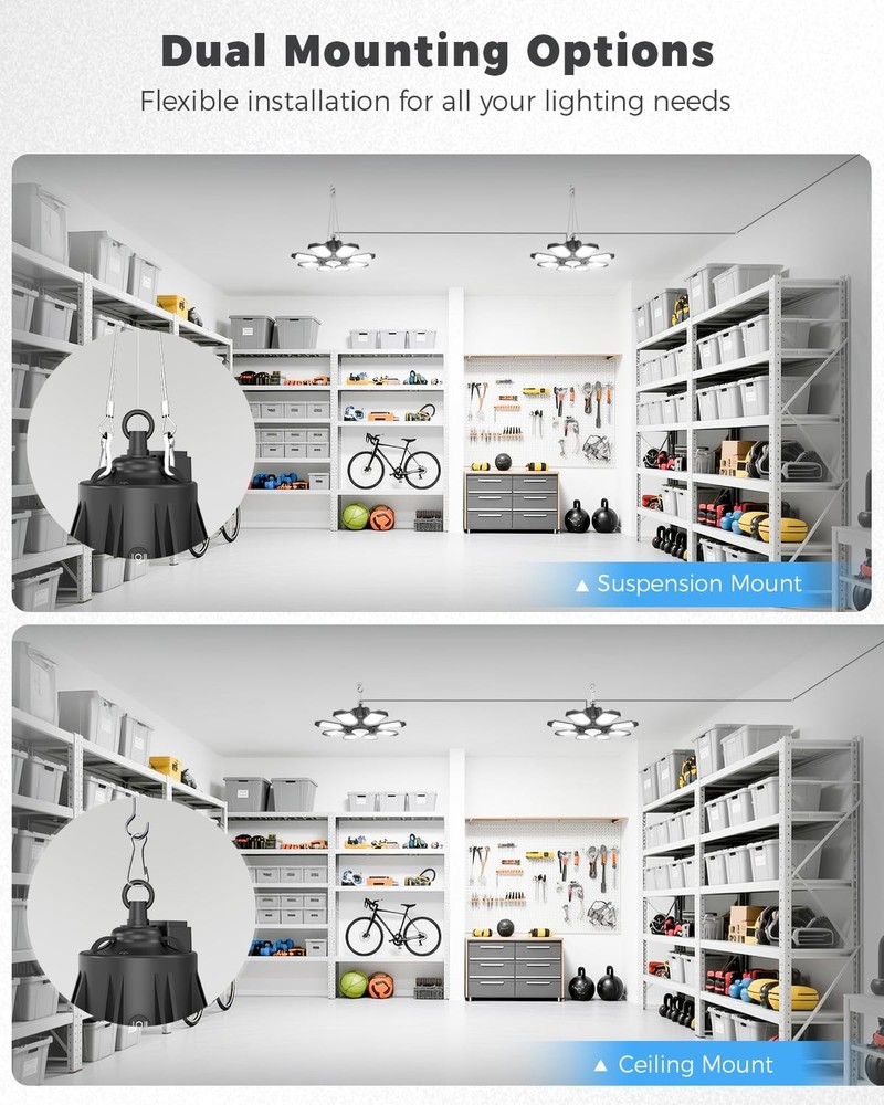 Motion Sensor Garage Light Plug in - 25000LM Motion Sensor Light with 8+1 LED...