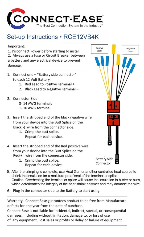 CONNECT EASE 12 VOLT NON-FUSED MULTI C- RCE12VB4K