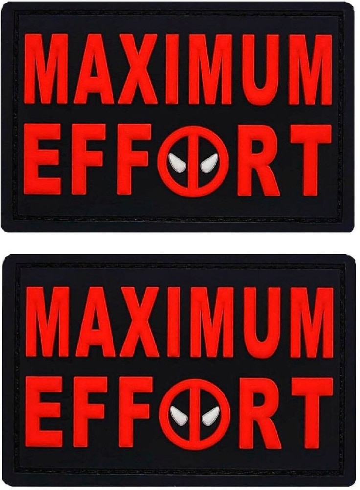 Maximum Effort Deadpool 3D PVC Rubber Morale Patch | 2PC  PVC HOOK BACK 3"x2"