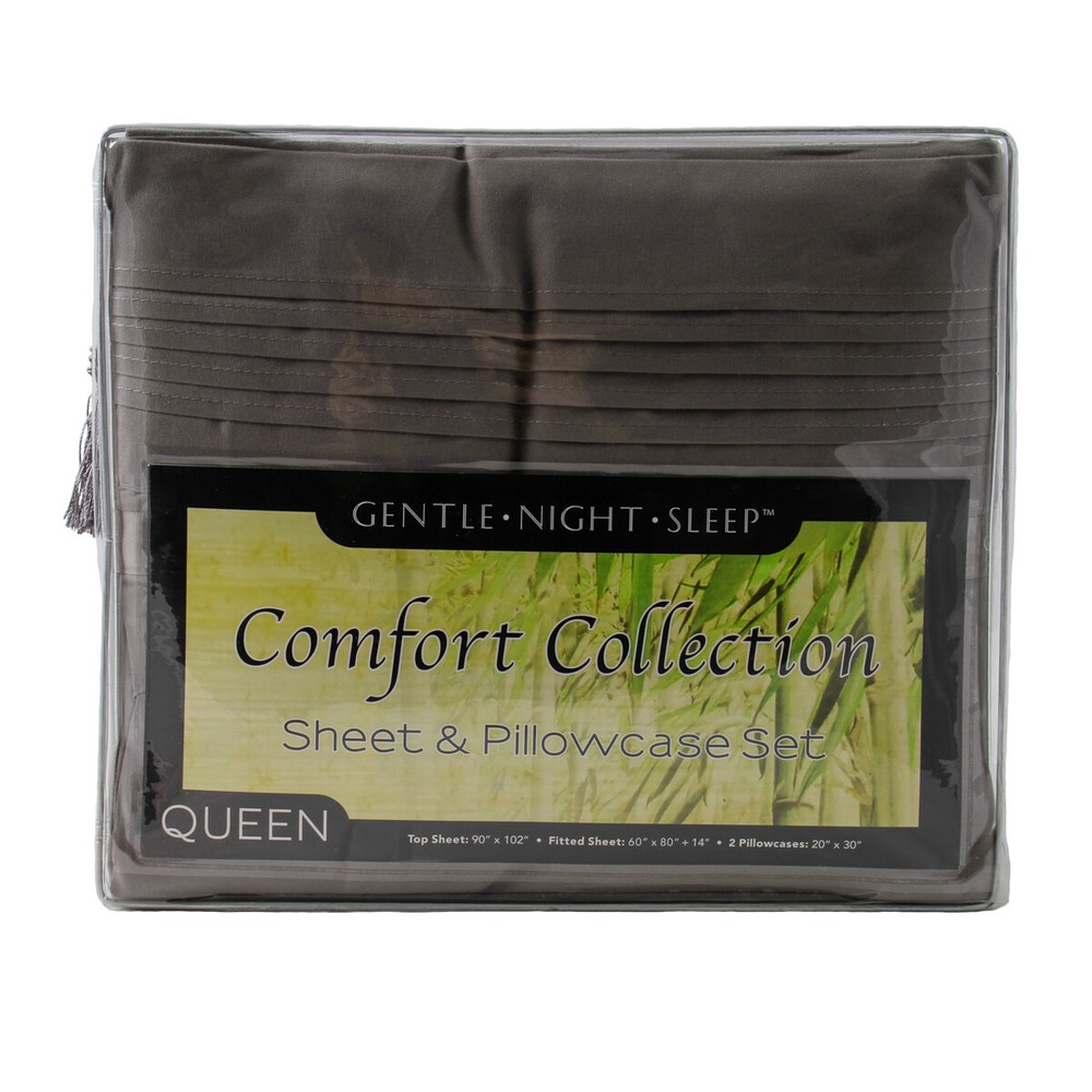 Microfiber 4pc Queen Sheet Set Slate Grey 100gsm Flat