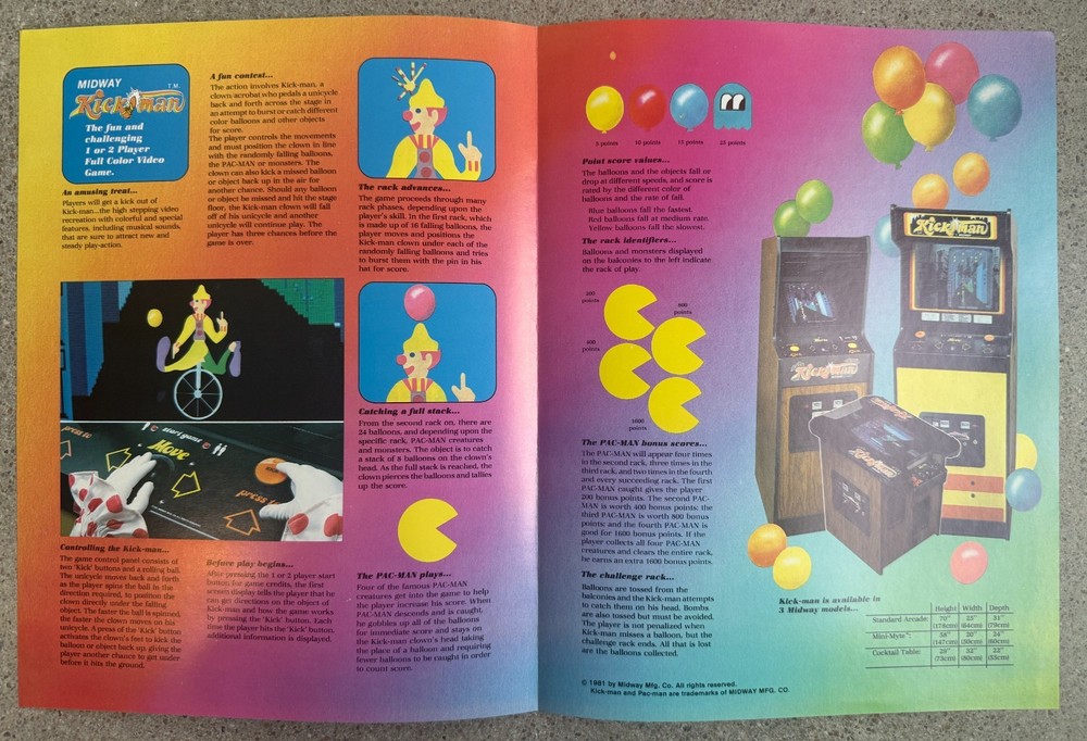 Kick-Man Original Arcade Flyer | 1981 Midway | Excellent Condition
