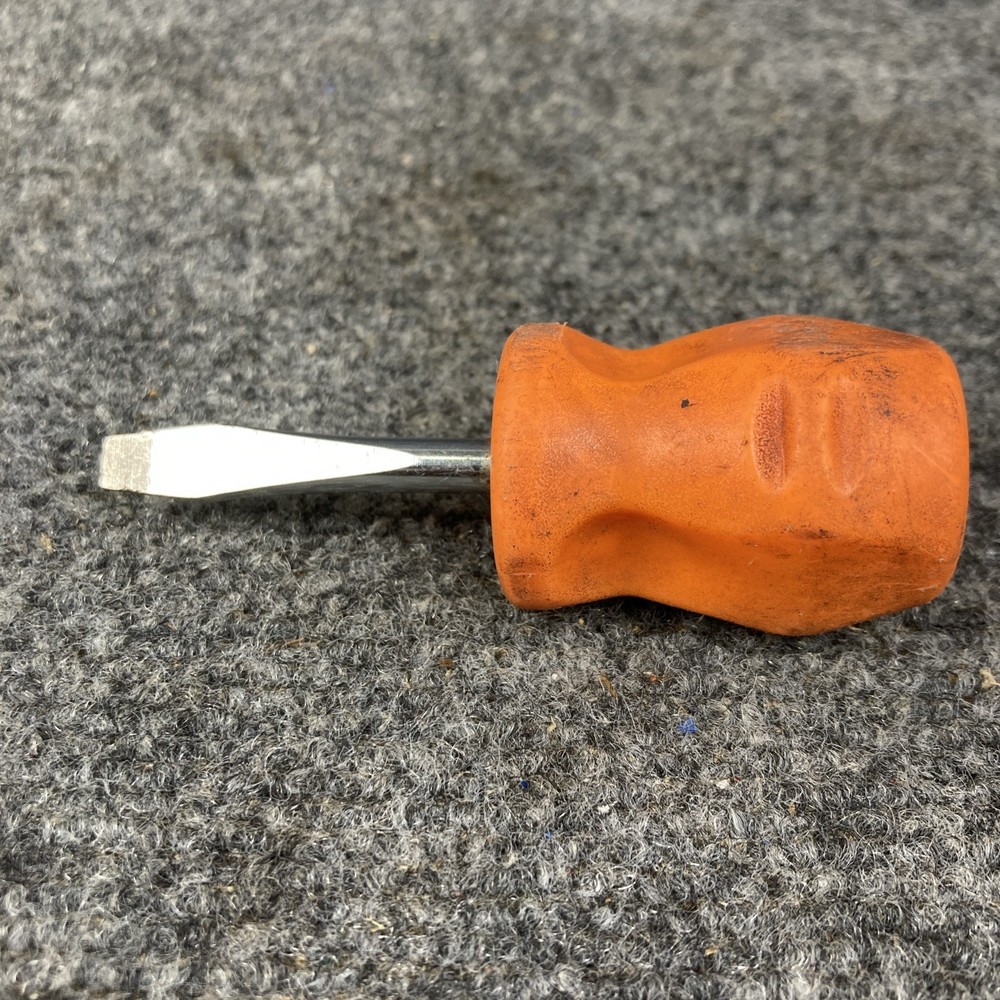 Snap On Flat Tip Stubby Screwdriver Orange Hard Handle SGD1