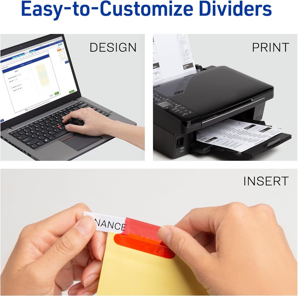 8-Tab Binder Dividers, Insertable Multicolor Big Tabs, 1 Set (11111)