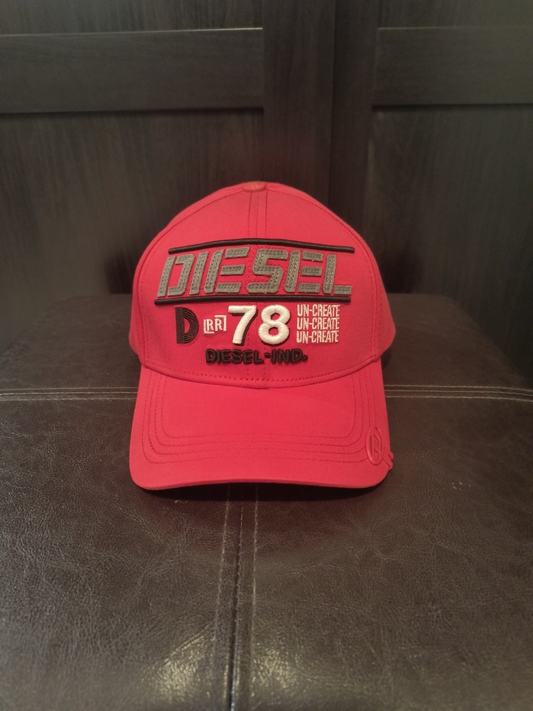 Diesel Distressed Denim Hat Red