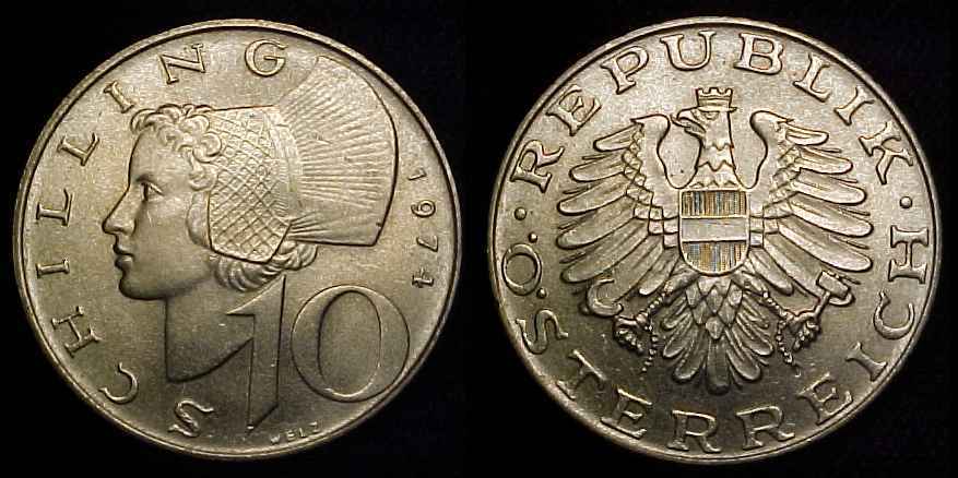 AUSTRIA 1974 10 Schilling Ch BU