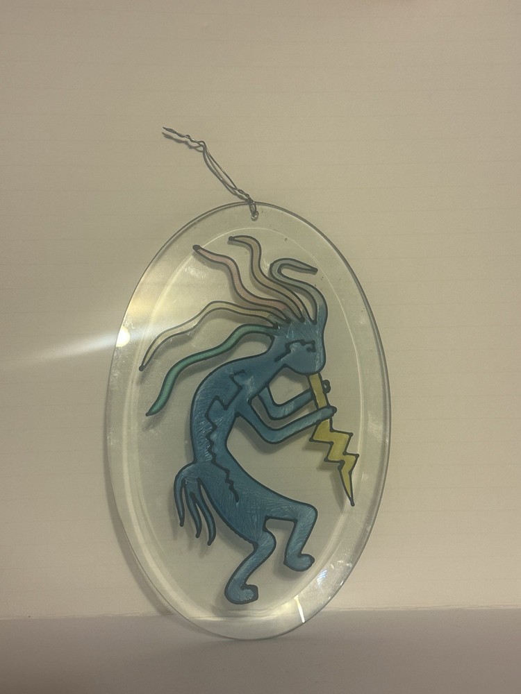 Hand-painted Native Kokopelli Sun-catcher Oval Wall Decor