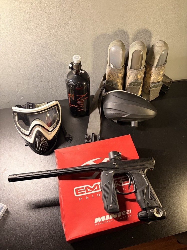 Complete paintball set up. Empire Mini GS, Dye i4 Mask, Dye LTR hopper, etc