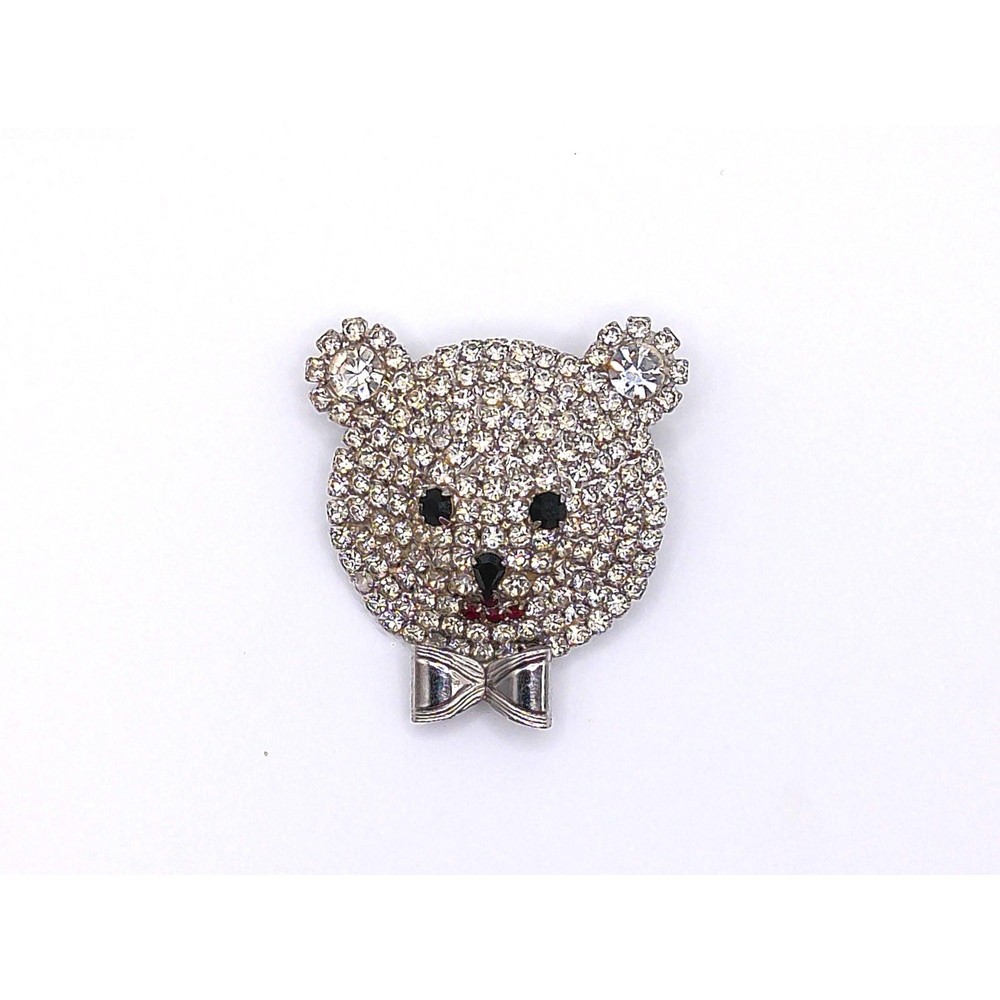 Rhinestone Teddy With Cute Bowtie Pin