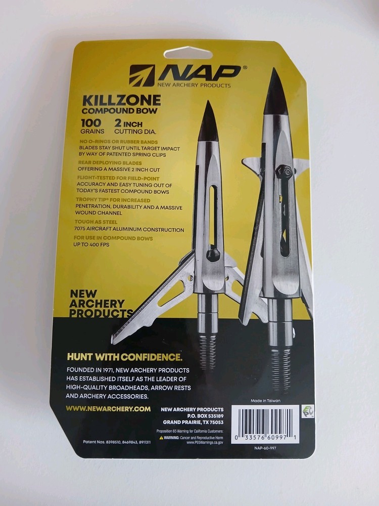 NAP Killzone broadheads 100g Broadheads, 2” Cut