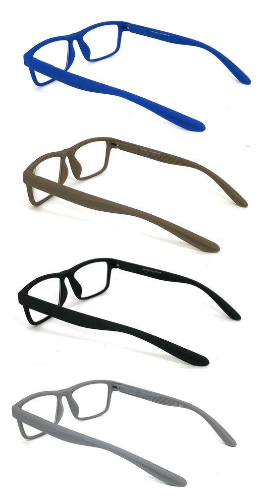 Men Women Square Frame Reading Glasses Spring Hinges Temples Rubberized Touch