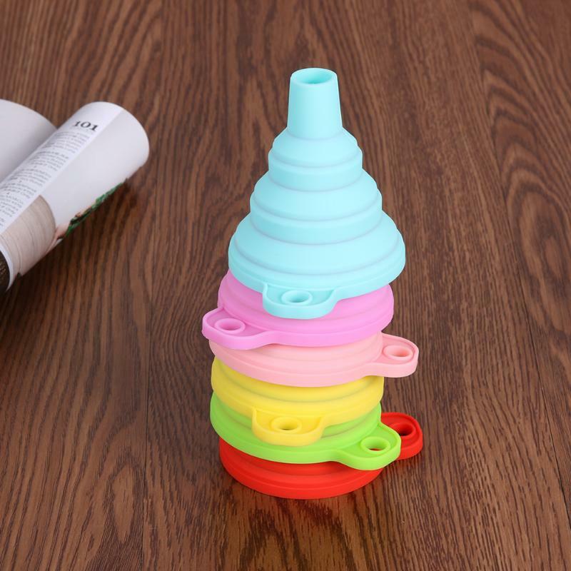Silicone Collapsible Funnel Set of 4 Pack Multiuse Foldable Portable for Kitchen