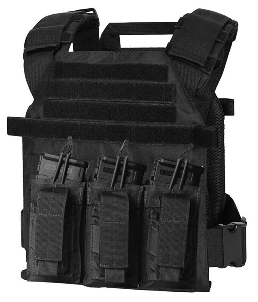 Active Shooter Molle Tactical Vest Plate Carrier Black