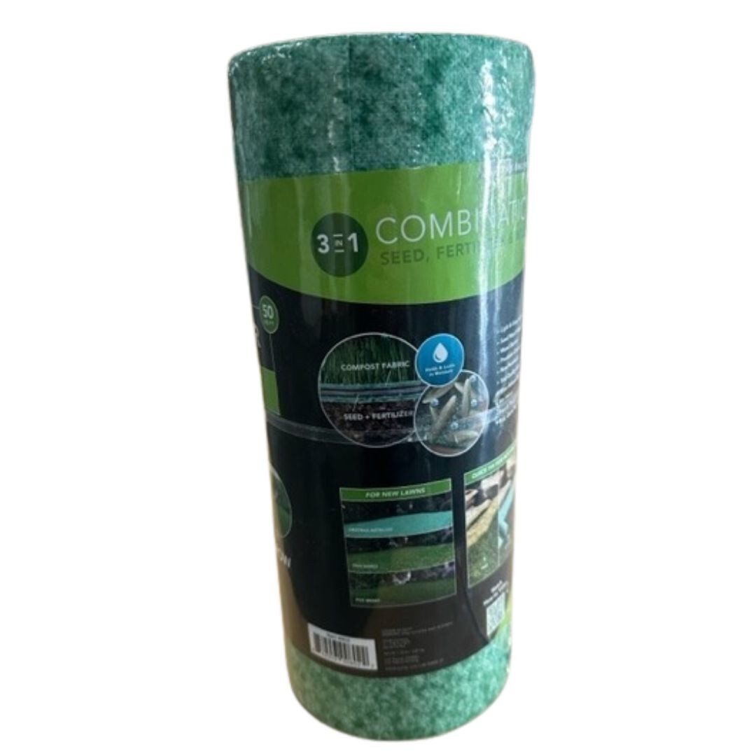 12PK - Biodegradable Grass Seed Mat, Year Round Green - 50 Sq Ft Quick Fix Rolls