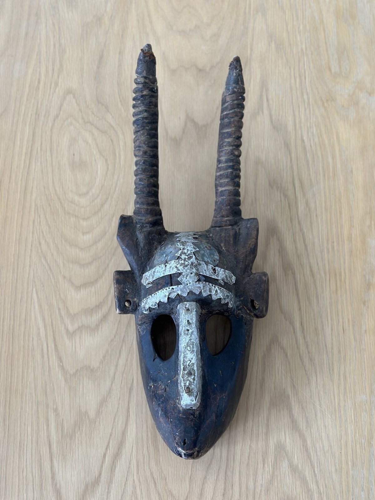Antique African Antelope Mask Hand Carved Wooden Tribal Art Early 20th Century