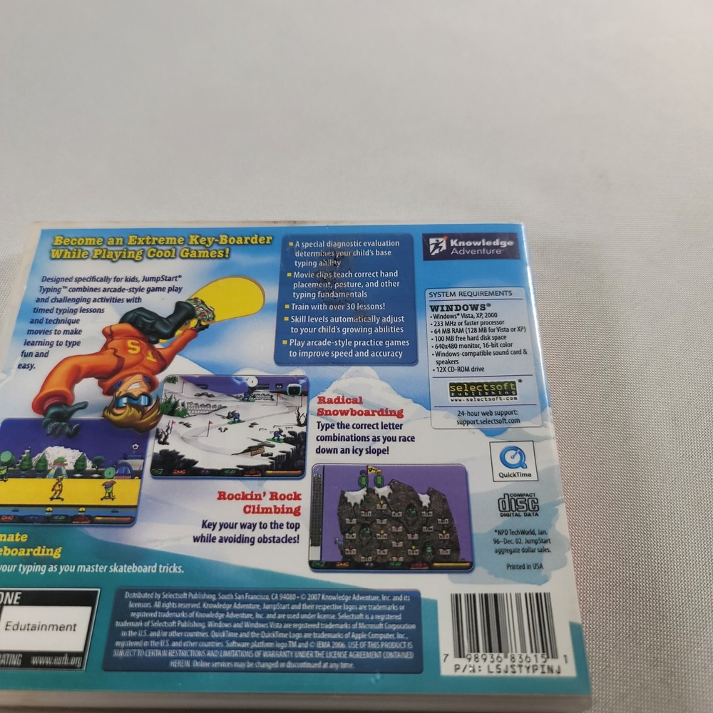 Jump Start Typing PC CD-Rom 2003 Windows Mac Ages 7-12 Educational Game 1 CD