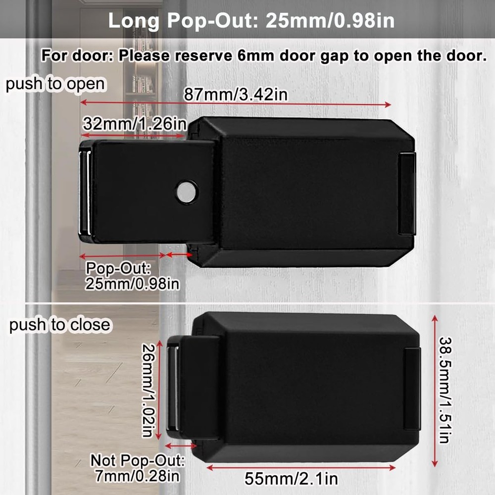 Push to Open Cabinet Hardware 5 Pack Heavy Duty Push Latch Lock for Hidden D...