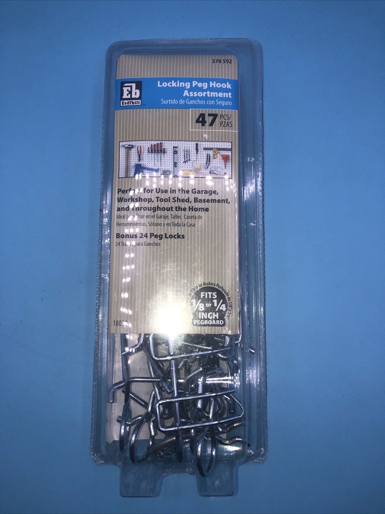 Locking Peg Hook Assortment Everbilt NIP 47 Pieces New