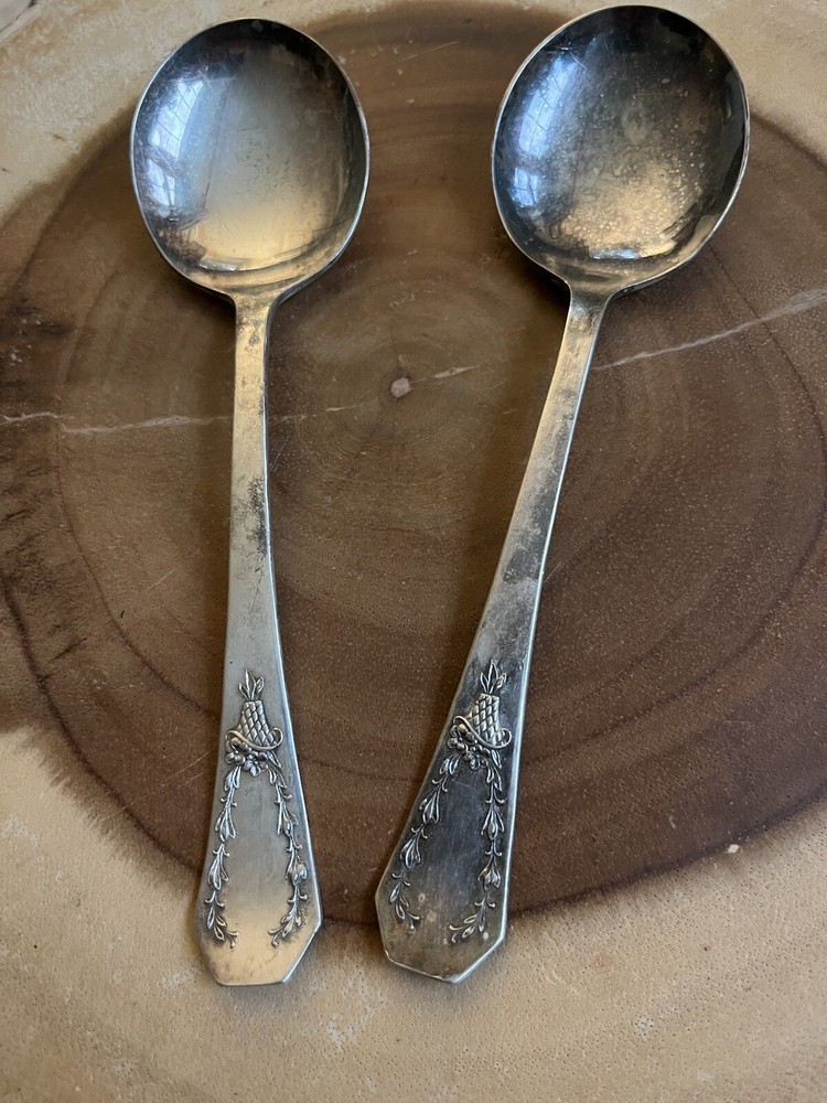 Old Company Plus Silver Plated Two Spoons One Has Silver Layer Defect  See Pics
