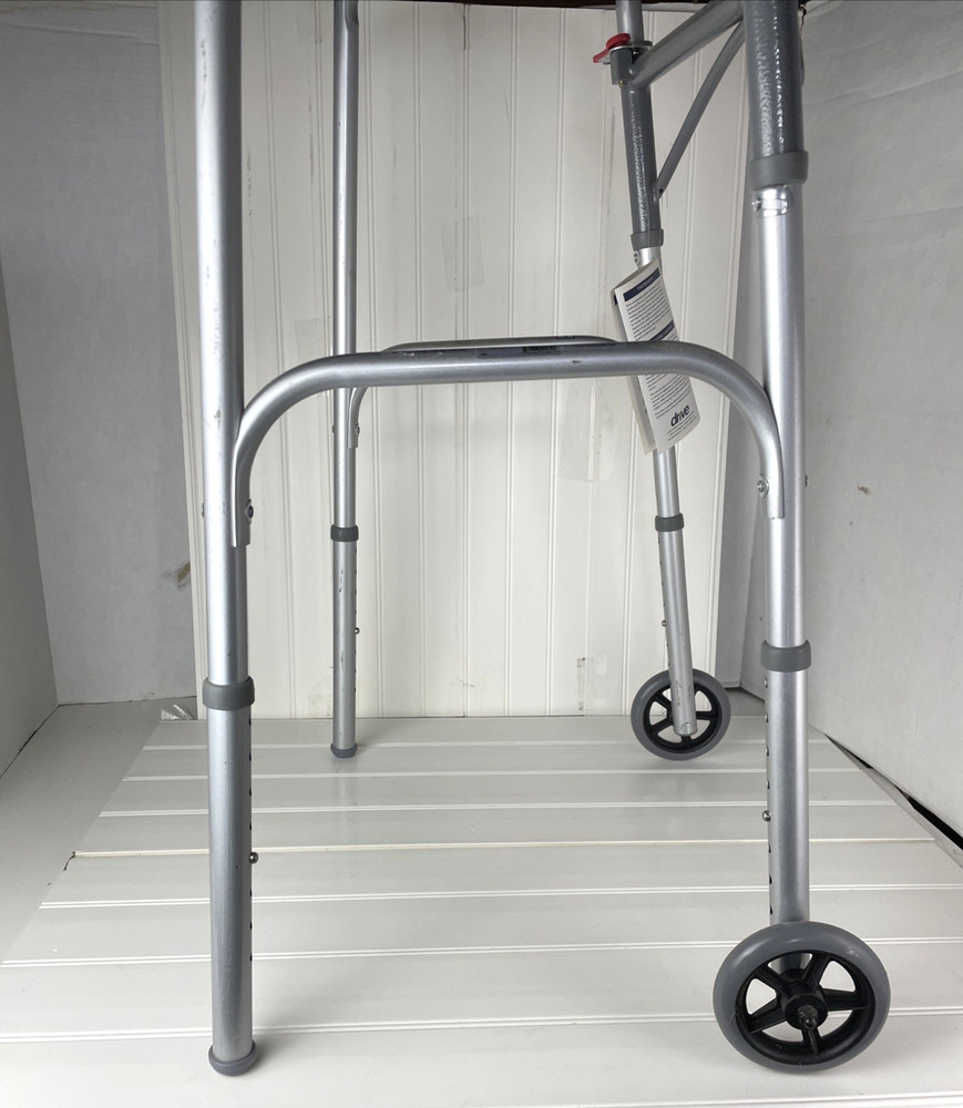 Drive Deluxe Folding Walker 2 Button with Wheels