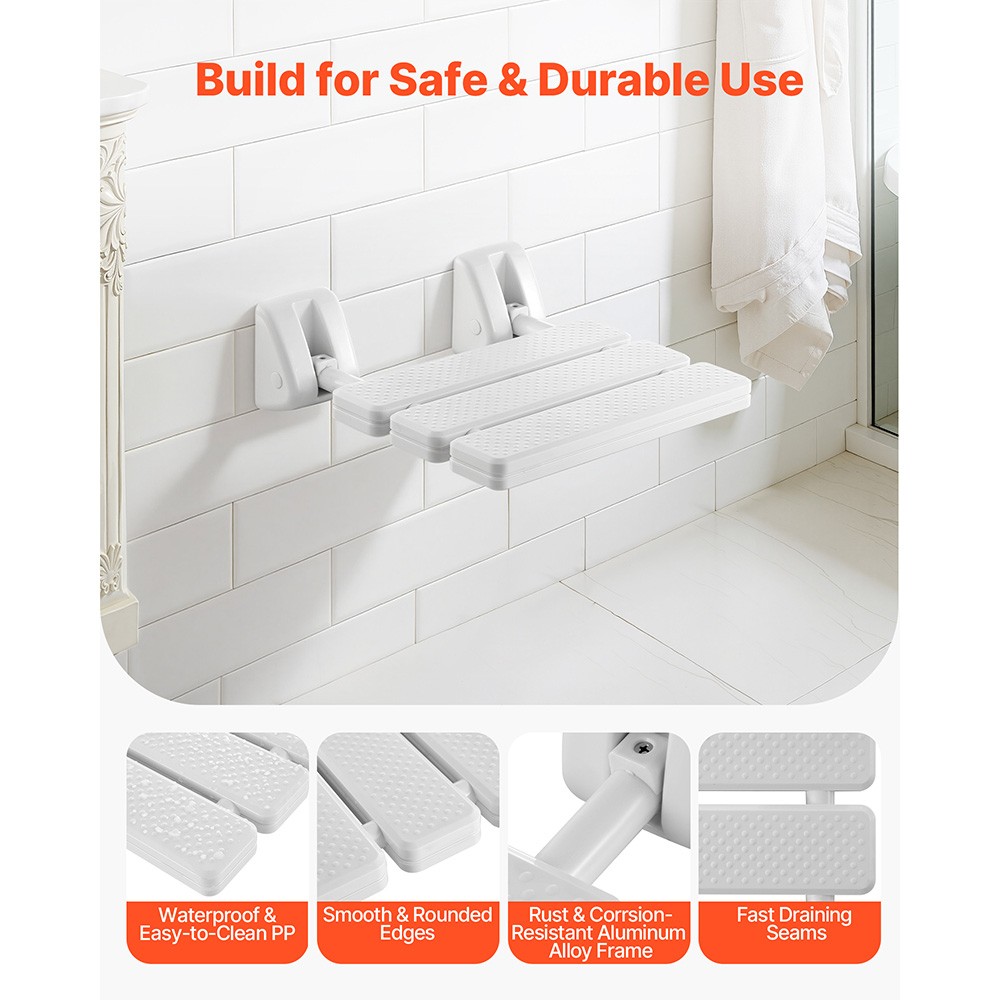 Uimoso Foldable Wall-Mounted Shower Seat with 220 lbs Capacity
