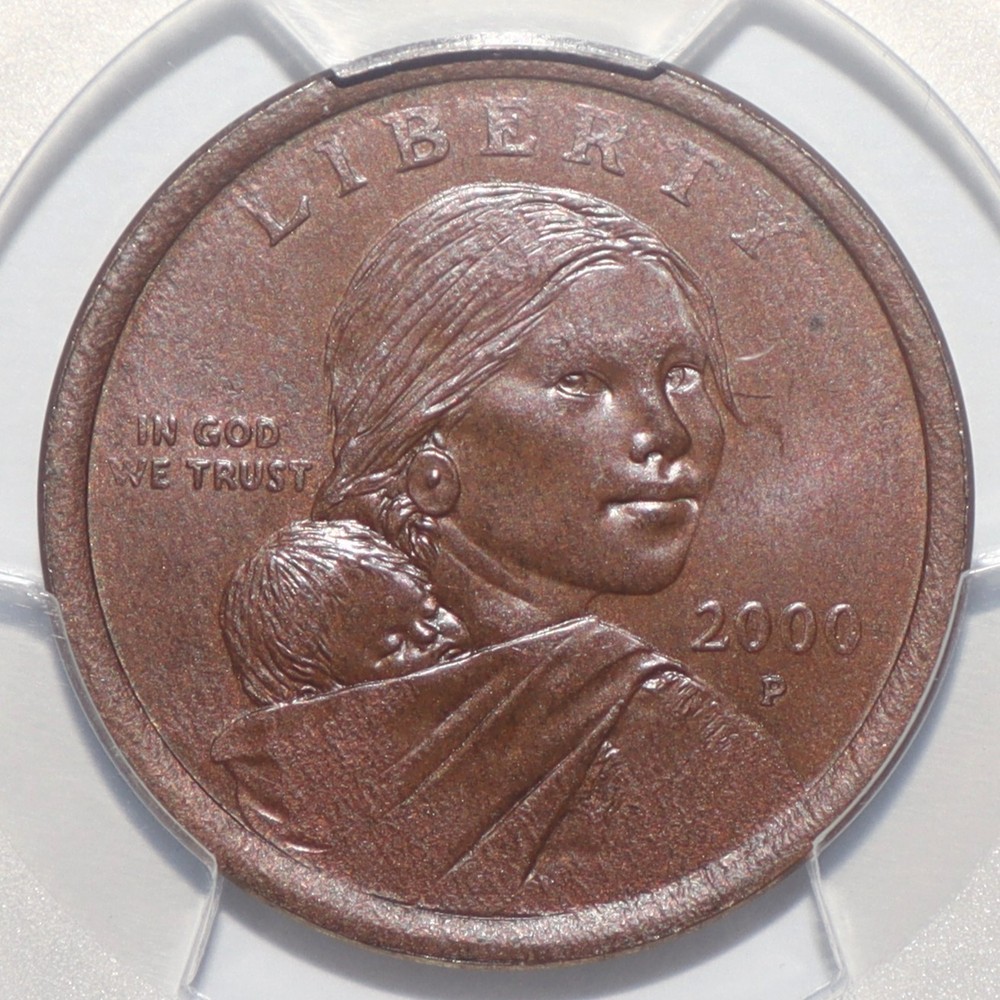 2000 Sacagawea Dollar Error OBVERSE CLAD LAYER MISSING PCGS MS64