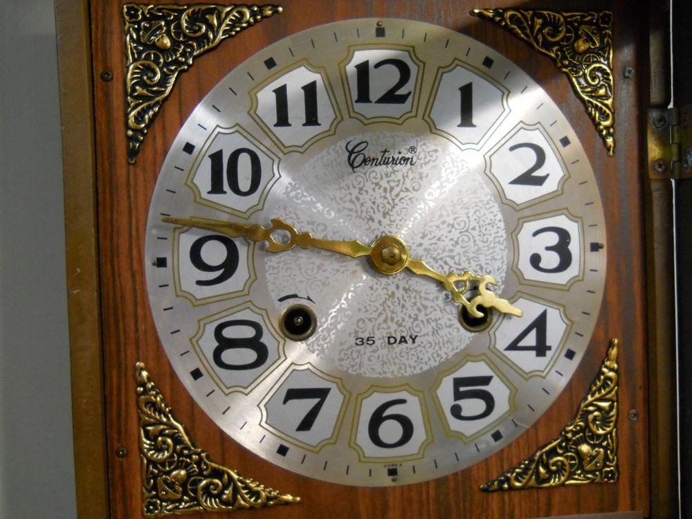Centurion 35 Day Wall Clock Chimes w/ Pendulum & Key Works Needs TLC