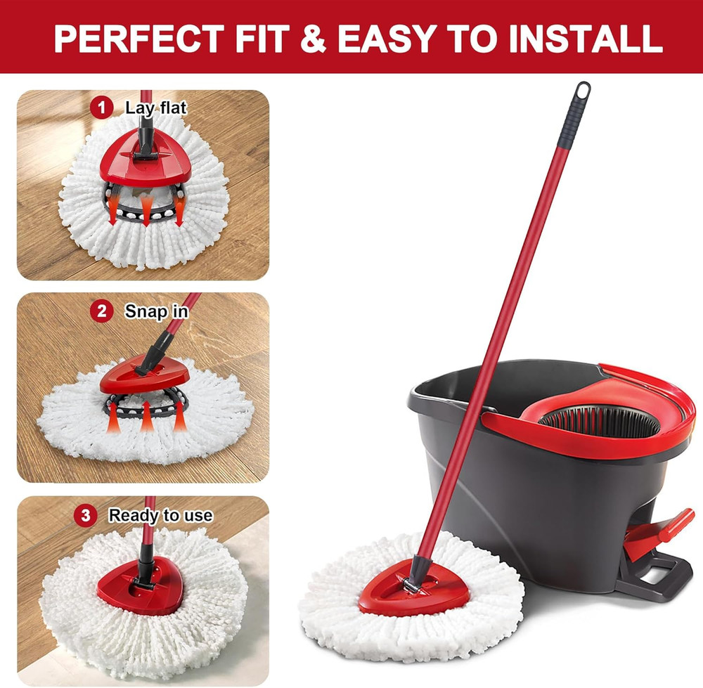 4 Pack Mop Heads Replacements for O-Ceda Easy Wrin Spin System, Microfiber Re...