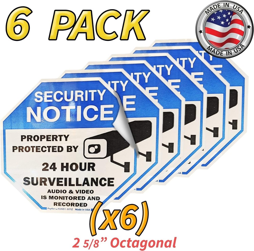 6 Pack Octagonal UV Security Stickers - Waterproof & Chemical Resistant