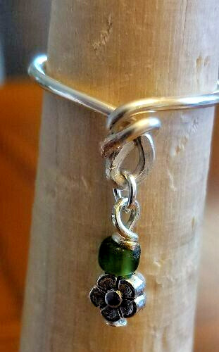 Silver Wire Knot and Charm Ring
