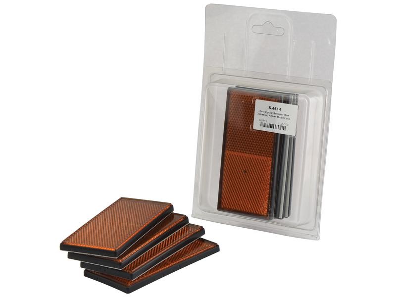 Amber Rectangular Reflector - 4 Pack Snap-In Style for Various Uses