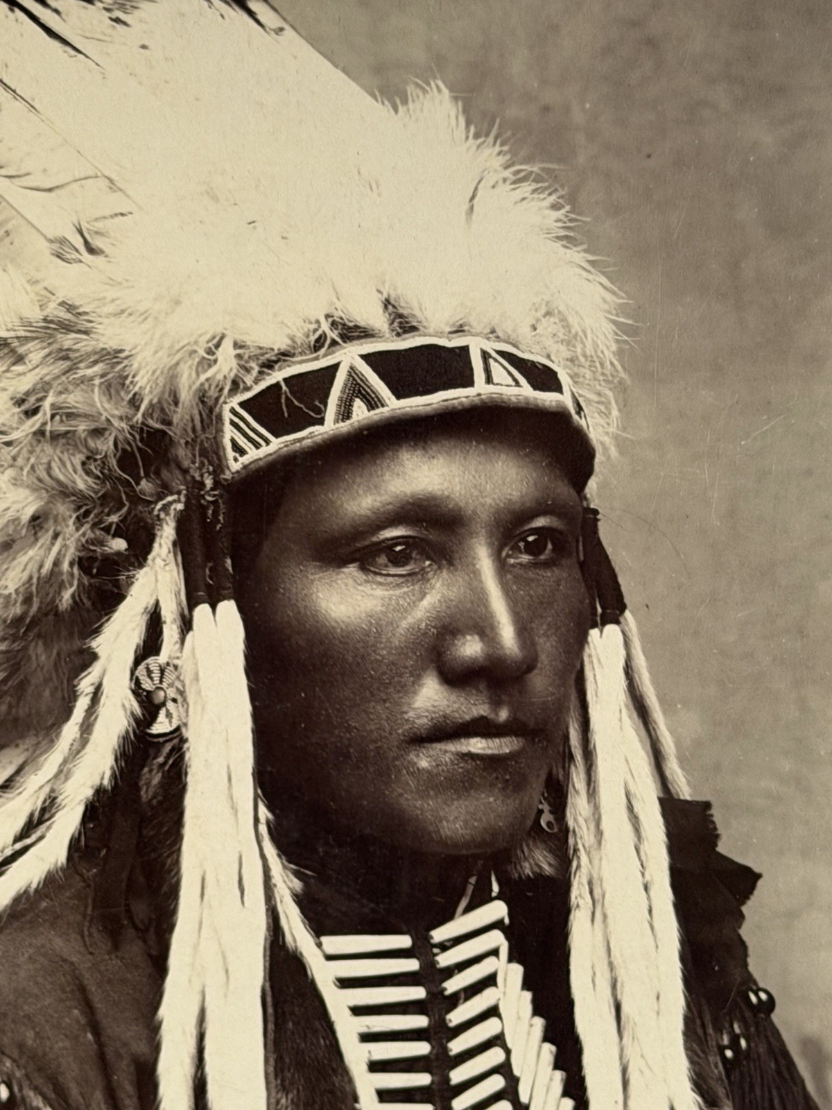 Native American Indian Warrior Photograph Titled: "Kiowa Brave"; "Poor Buffalo"