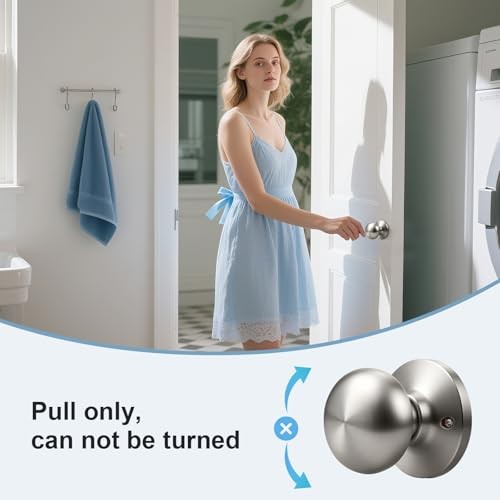 Dummy Door Knobs, Interior Single Sided Door Knob Round Dummy 2 Brushed Nickel
