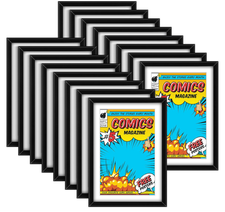 Geetery 16 Pack Comic Book Frames UV Protection Wall or Tabletop Display