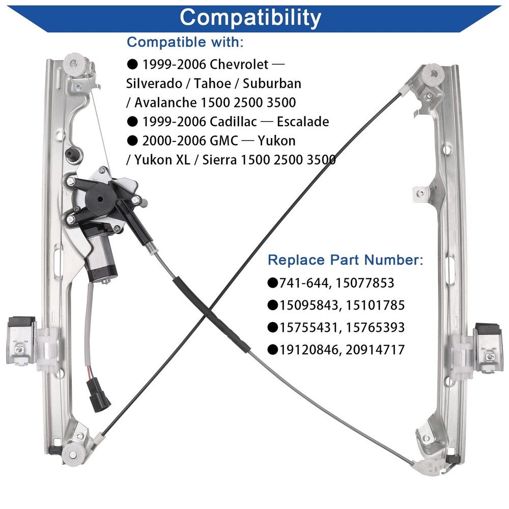 Obaee 741-644 Front Left Driver Side Power Window Regulator & Motor Assembly ...