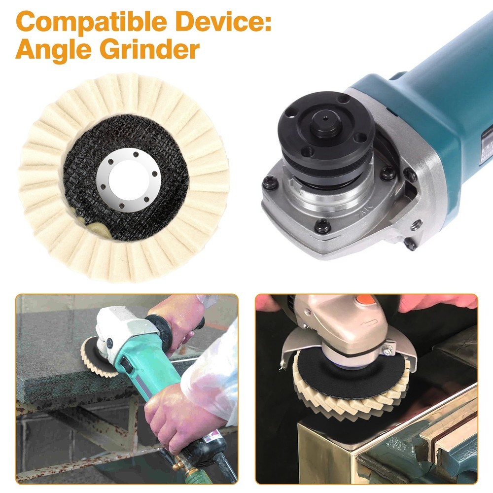 6PCS Wool Polishing Wheel Buffing Pads Flap Disc For Metal Wood Angle Grinder