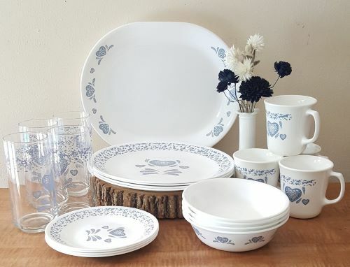 Vintage Corelle Blue Hearts Add-on/Replacement Dinnerware (See Selection)