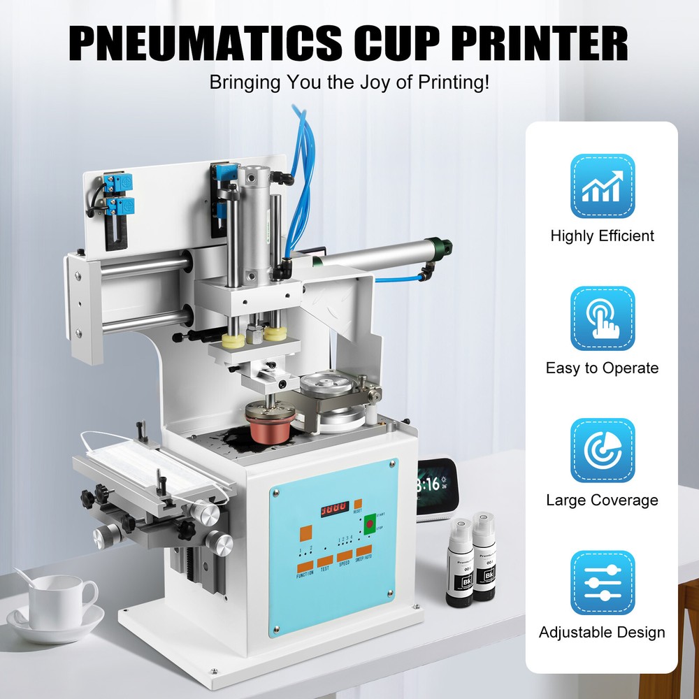 Pneumatic Printer Pad Printing Machine with Sealed Ink Cups For Clothes Plastic