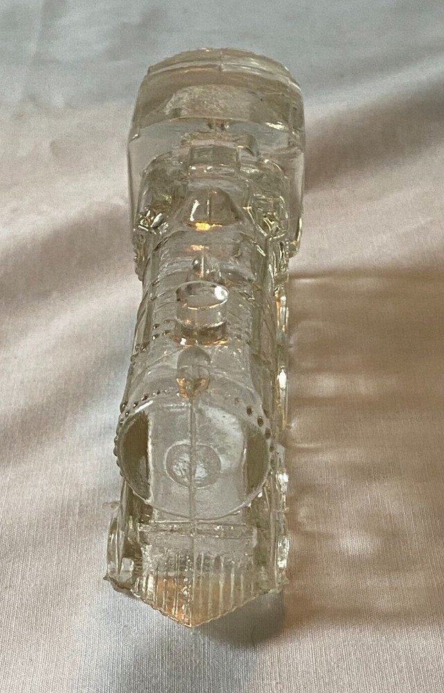 Cute Vintage 40s Clear Glass Train Engine 888 Candy Container