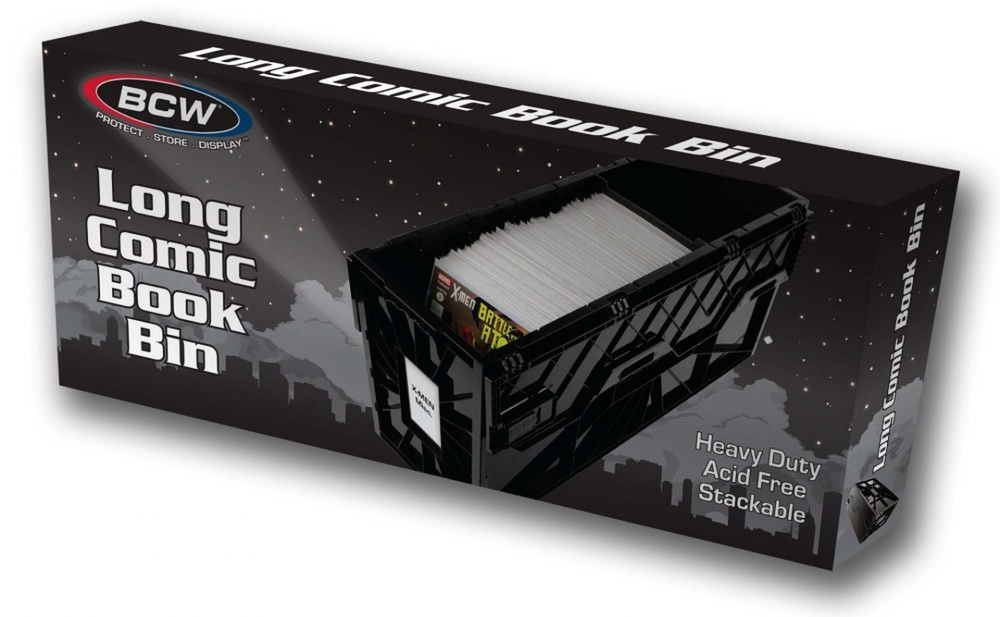 BCW LONG Comic Book Storage Box Bin Heavy Duty Plastic Stackable Hold 300 Bags